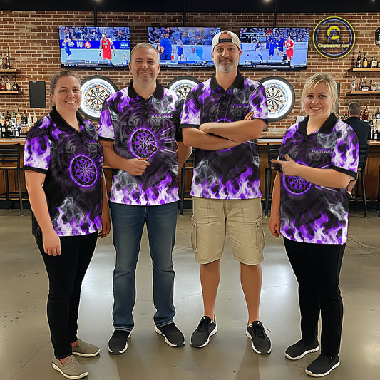 Purple Flaming Tiger Women Dart 1/4-Zip Shirts Personalized Name & Team Fire Flame Dart Jerseys NYN2101
