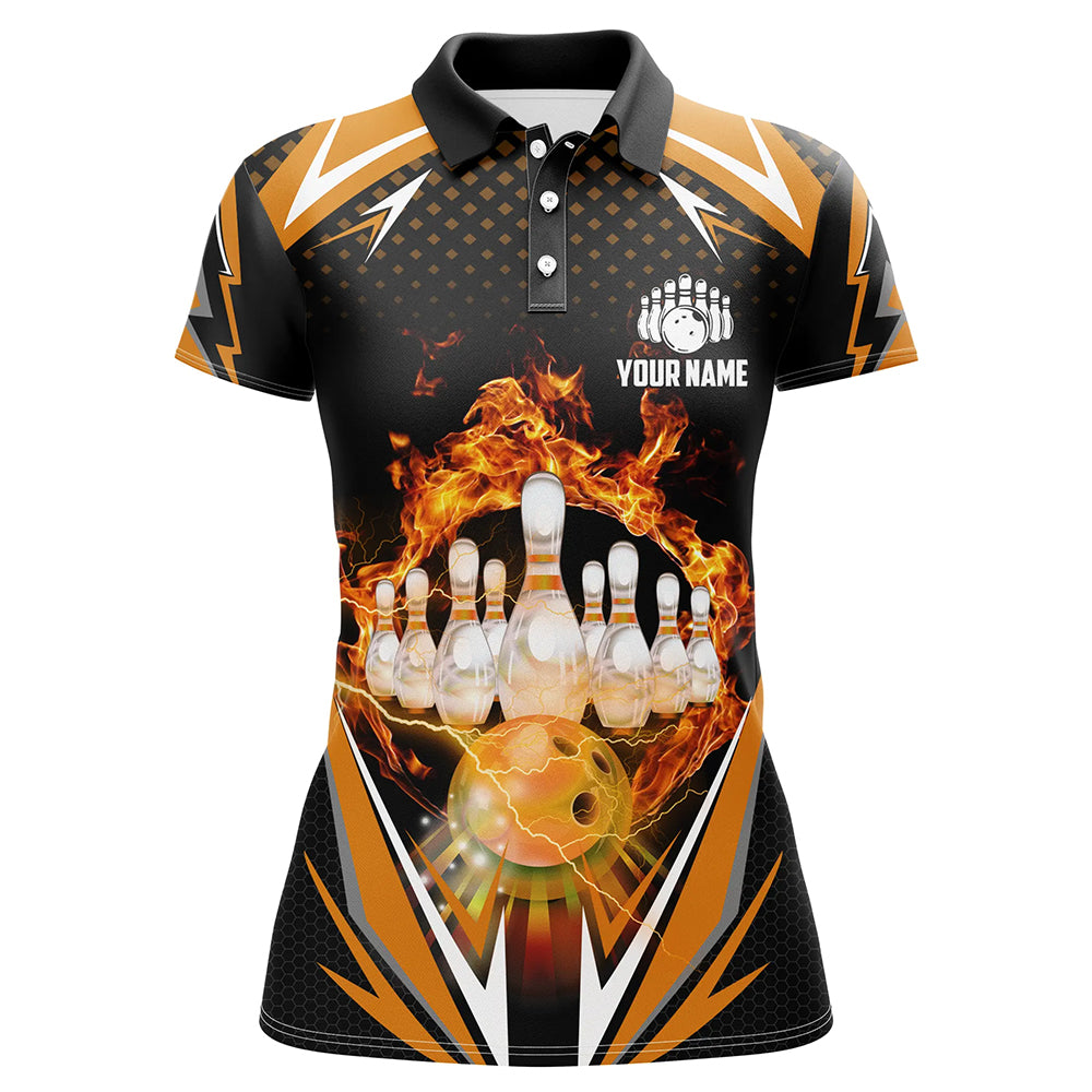 Orange Bowling Shirt Camo Bowling Shirt Customized Flame Bowling Jersey Unisex Polo Shirt for Women QZT259
