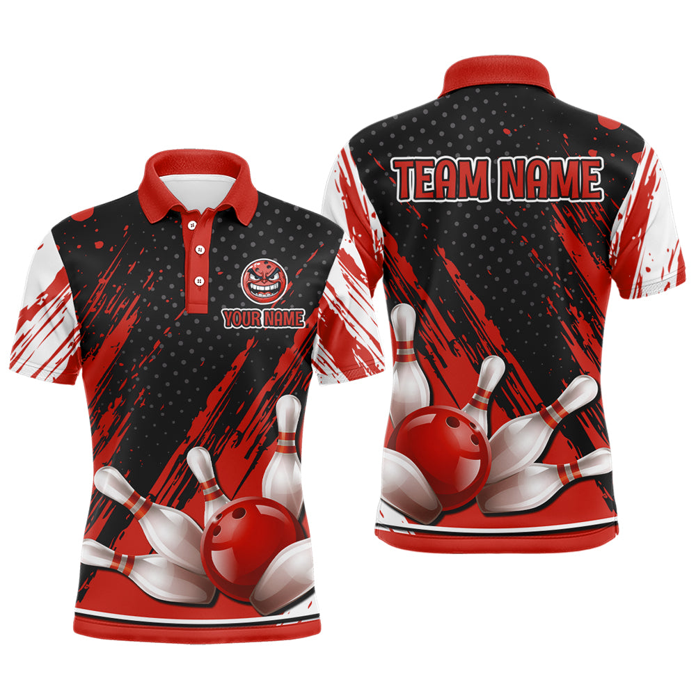 Personalized 3D Polo Bowling Shirts for Men Funny Red Bowling Team Jersey QZT512