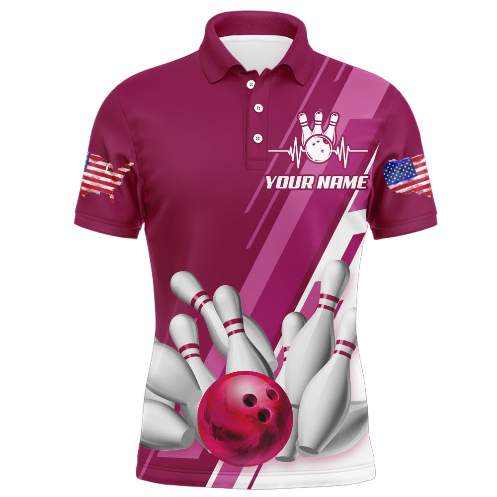 Men's Bowling Shirt Polo Bowling Shirt Personalized Patriotic Bowling Shirt QZT281