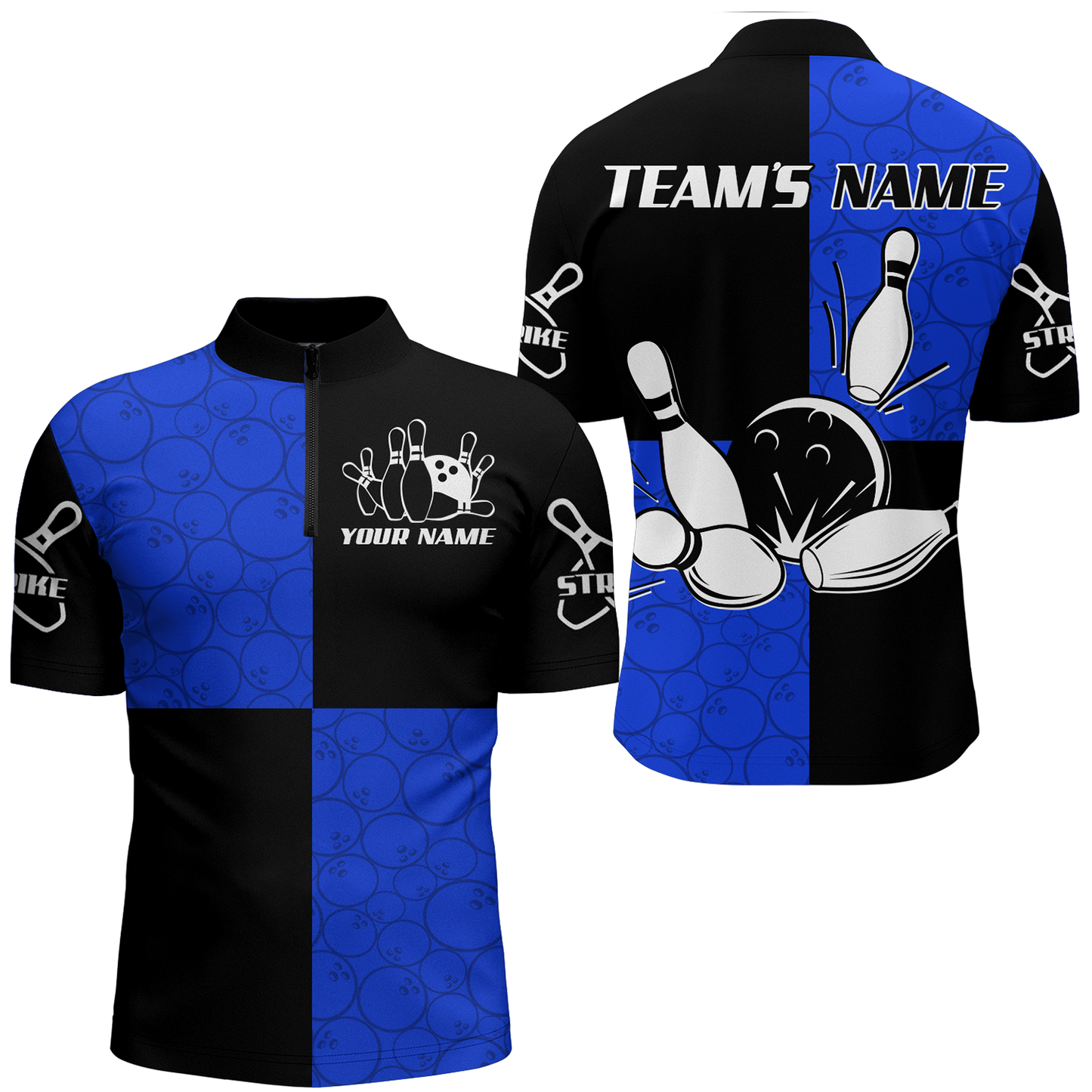 Quarter Zip Bowling Shirts Customized Bowling Team League for Men QZT425