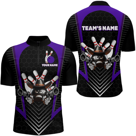 Custom Bowling Shirt for Men Bowling Jersey Bowling Team League Quarter-Zip Shirt QZT106