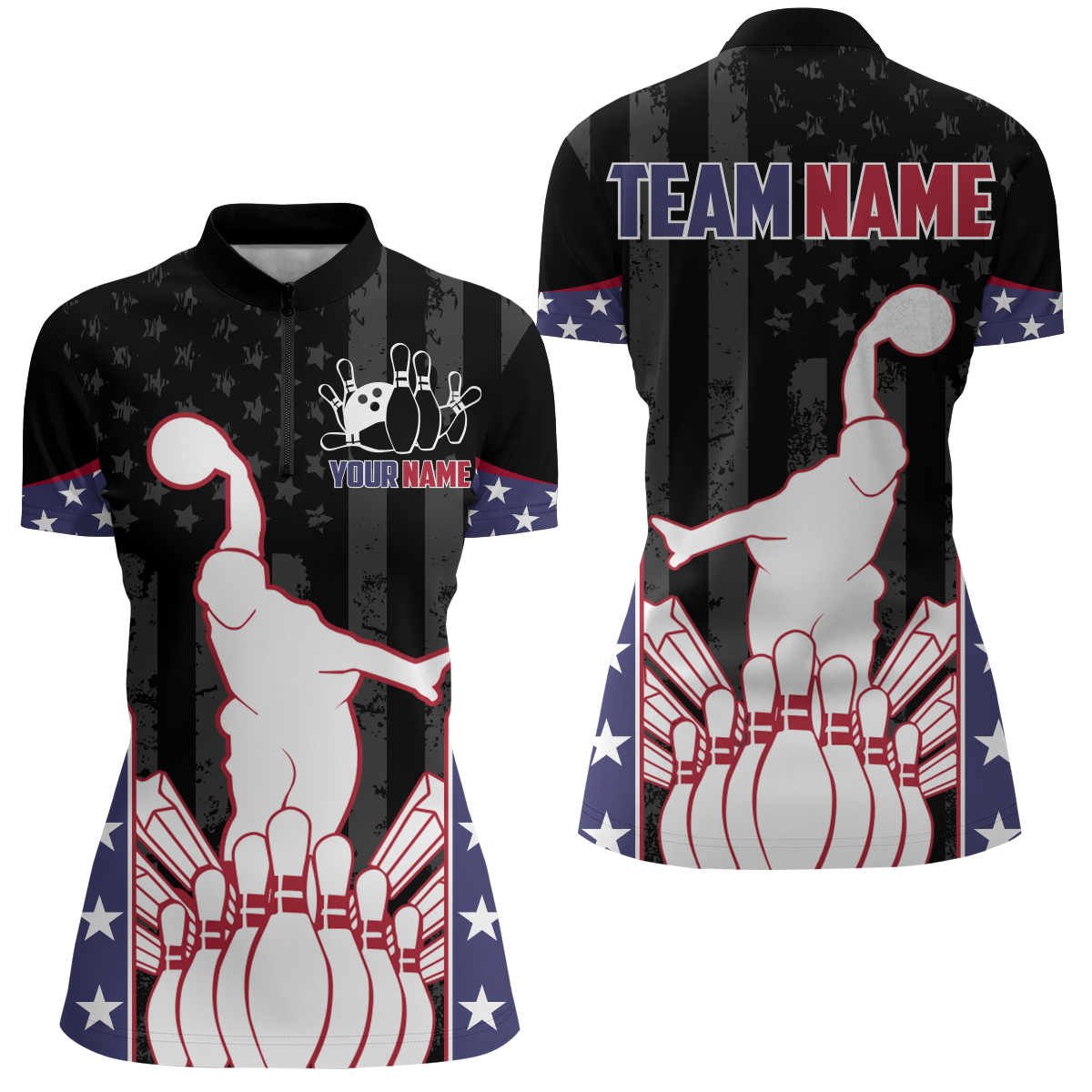 Personalized Bowling Shirts for Women Bowling Team League 1/4 Zip Bowling Shirts QZT439