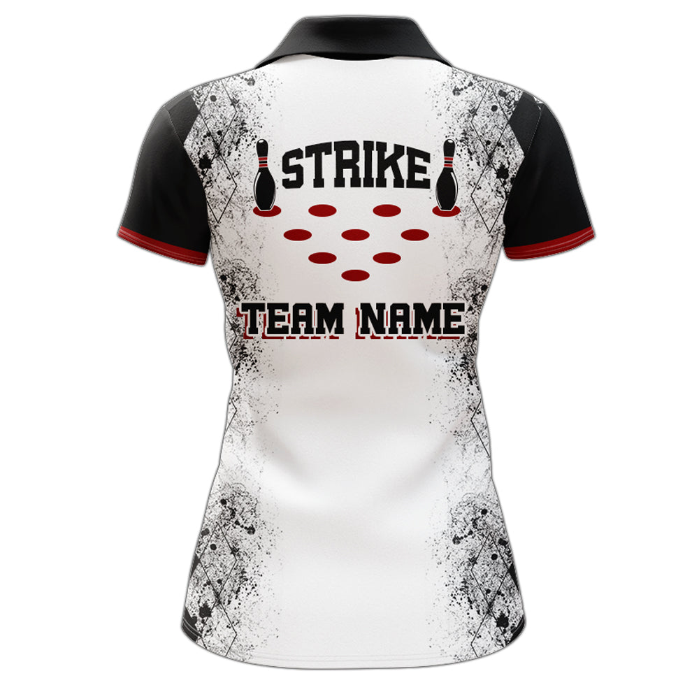 Personalized Bowling Polo Shirt for Women Strike Bowling Jersey Team White Bowling Shirt BDT256