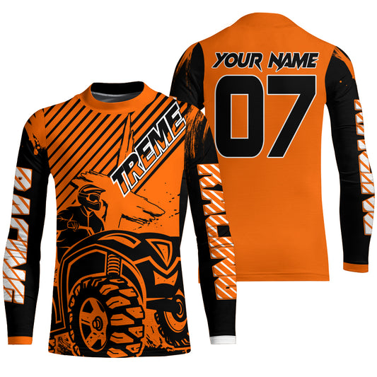 Custom Quad Bike Jersey Kid Men Women Upf30+ Orange ATV Motocross Shirt Extreme Rider PDT841