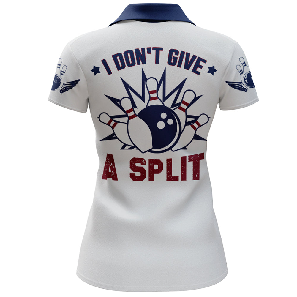 I Don't Give A Split Bowling Polo Shirt Women Custom American Bowling Jersey BDT276