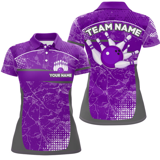 Custom Purple Bowling Shirt For Men & Women Camo Bowling Team Jersey Polo Bowling Shirts BDT582