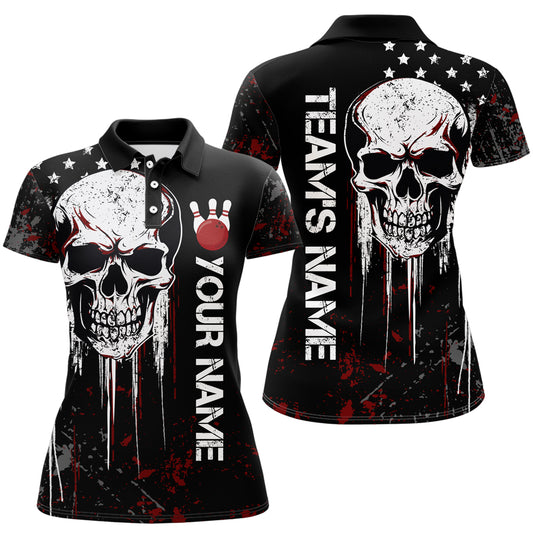 Red Skull Bowling Shirts Men & Women Custom Halloween Bowling Jersey Team Polo BDT554