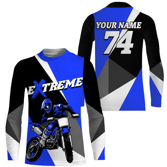 Kid Men Women Dirt Bike Jersey Blue Upf30+ Custom Motocross Shirt Motorcycle Racing PDT676