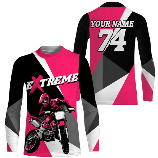 Kid Men Women Dirt Bike Jersey Pink Upf30+ Custom Motocross Shirt Motorcycle Racing PDT676