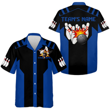 Load image into Gallery viewer, Black&Blue Bowling Shirt For Men & Women Custom Retro Bowling Jersey Hawaiian Bowling League Shirt BDT351