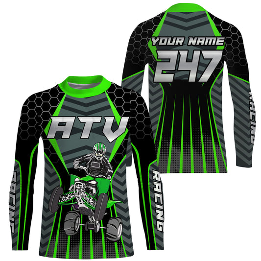Green ATV Motocross Jersey UPF30+ Custom Adult Youth Quad Bike Off-Road Jersey ATV MX Racing Shirt PDT645