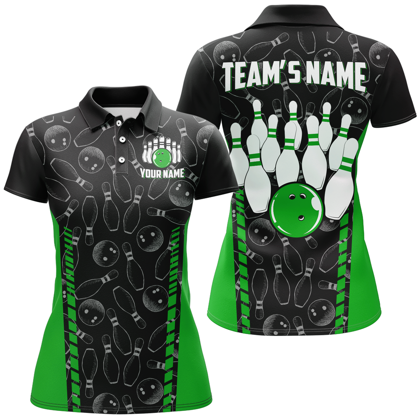 Custom Bowling Jersey For Women Seamless Pattern Bowling Shirt Team Bowling Polo Shirt BDT302