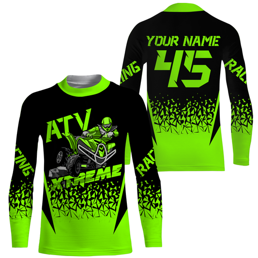 Personalized Green ATV Motocross Jersey UPF30+ Quad Bike Shirt Adult Kid Off-Road ATV MX Racing PDT732