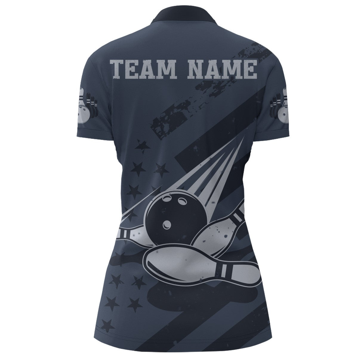 American Flag Bowling Quarter-Zip Shirt Team Patriotic Bowling Jersey Women Bowlers Short Sleeve BDT265