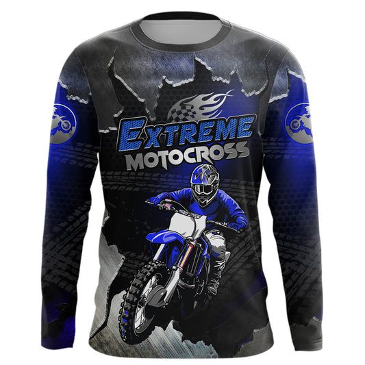 Blue Motocross Racing Jersey Upf30+ Dirt Bike Shirt Youth Men Women Kid Off-Road XM284