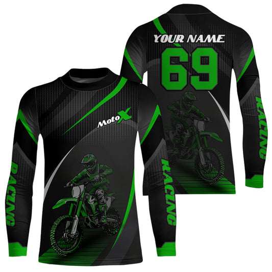 Motocross Racing Jersey Green Dirt Bike Shirt Off-road Riding Jersey Kid Men Women XM306