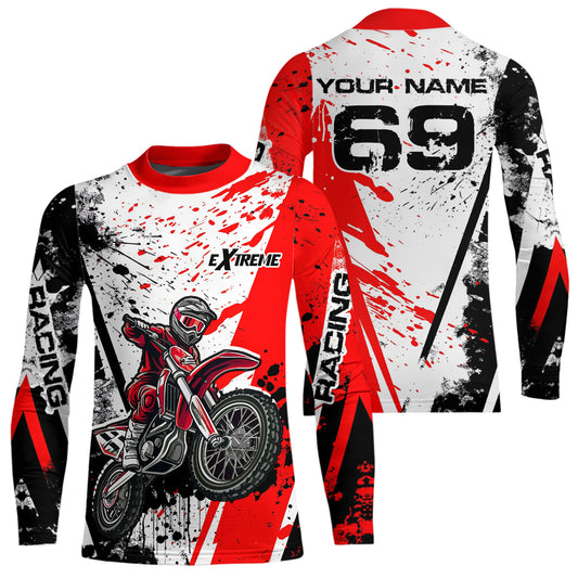 Dirt Bike Motocross Racing Jersey Red Upf30+ Motorcycle Shirt For Kid Men Women XM313