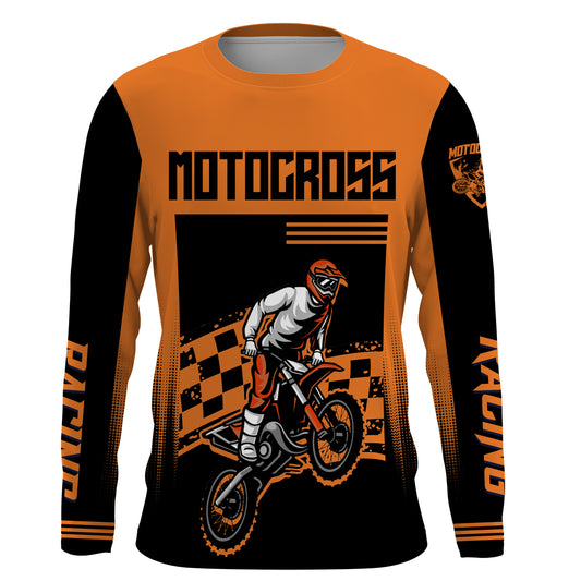 Motocross Jersey Orange UPF30+ Dirt Bike Racing Shirt Youth Men Women Kid Motorcycle XM50
