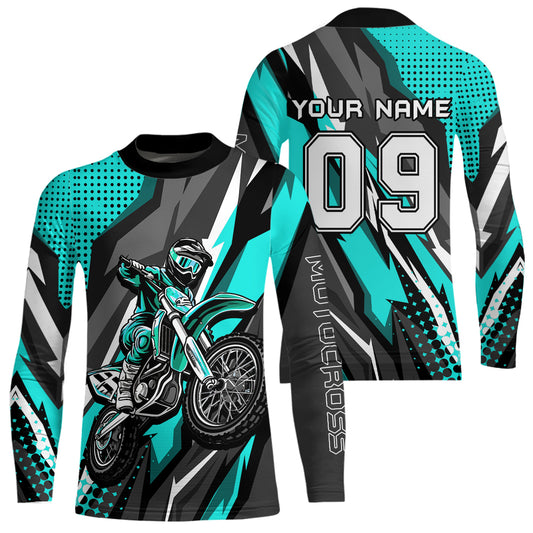 Custom Turquoise Motocross Racing Jersey Men Women Kid Upf30+ Dirt Bike Shirt Racing Jersey DNT83