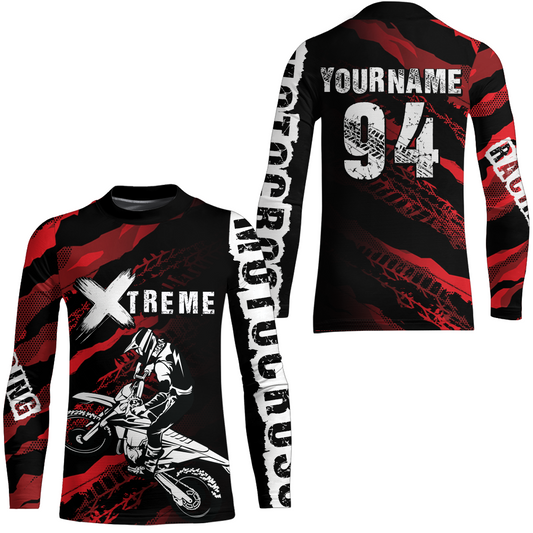 Custom Red Motocross Jersey Racing Shirts UPF30+ Dirt Bike Jersey Kid Men Women DNT09