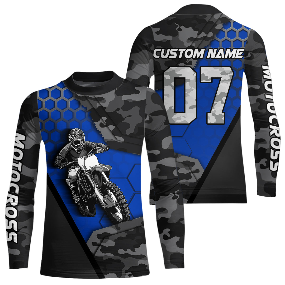 Blue Motocross Jersey Upf30+ Custom Dirt Bike Jersey Mens Women Off-Road Jersey Adult&Kid| CTP45