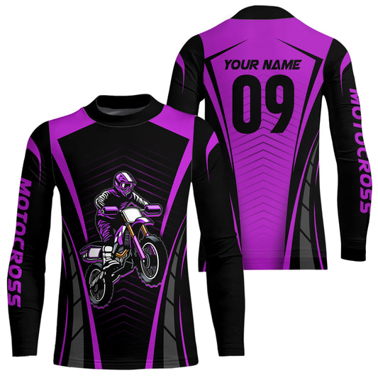 Custom Motocross Jersey Purple UPF30+ Dirt Bike Shirt MX Racing Racewear Adult&Kid| CTP50