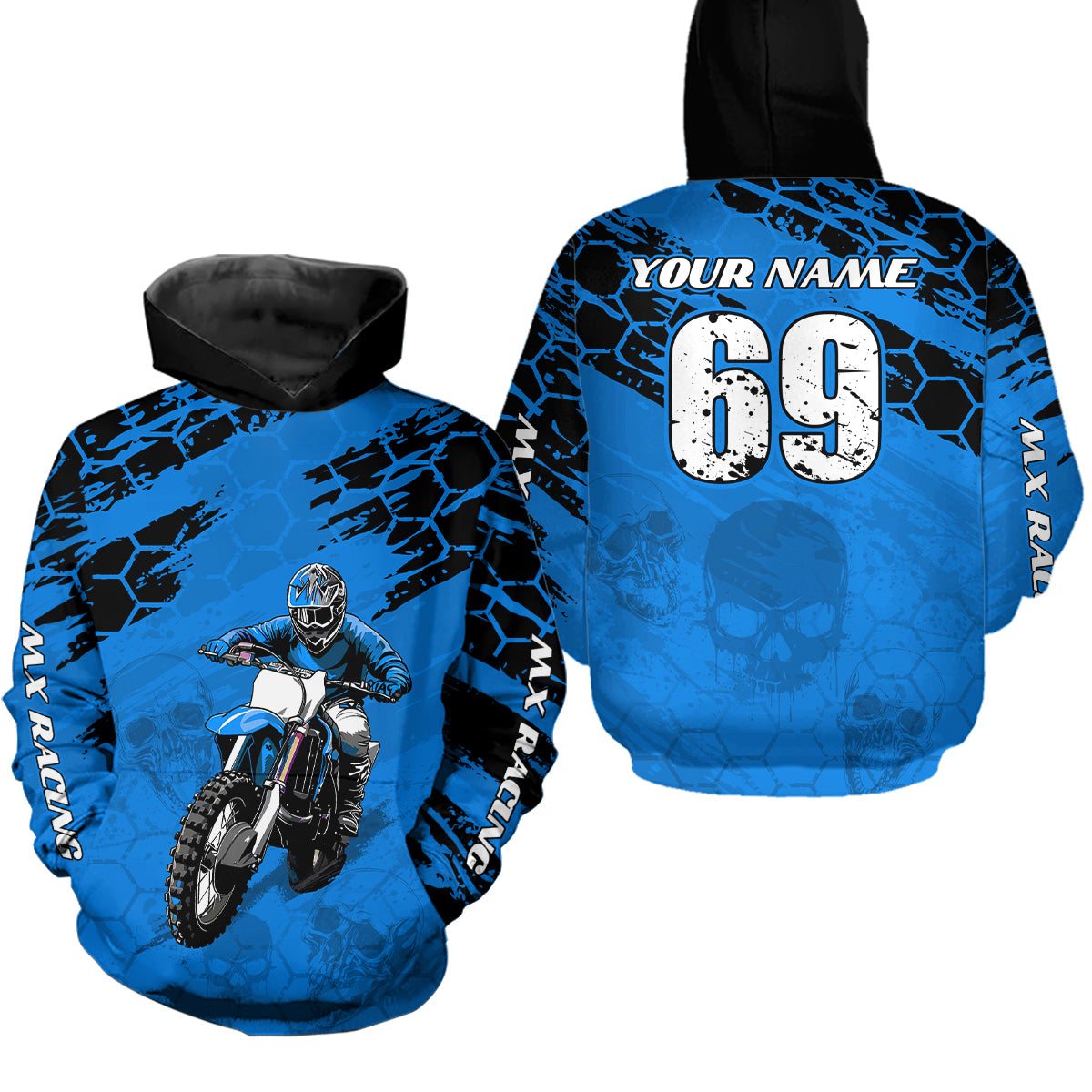 Custom Blue Motocross Jersey for Men Women Upf30+ Dirt Bike Shirt Motorcycle Jersey| CTP71