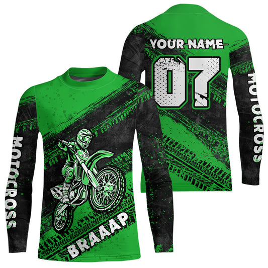 Custom Motocross Jersey Green Mens Women Upf30+ Dirt Bike Jersey Racing Shirt| CTP09