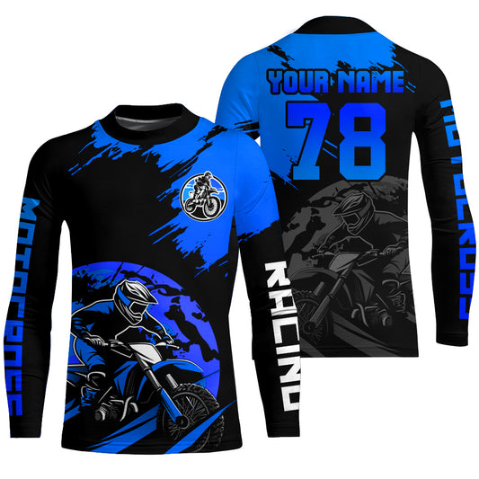 Custom Dirt Bike Jersey Blue Motocross Jersey Upf30+ Mens Women Motocross Shirt| CTP54