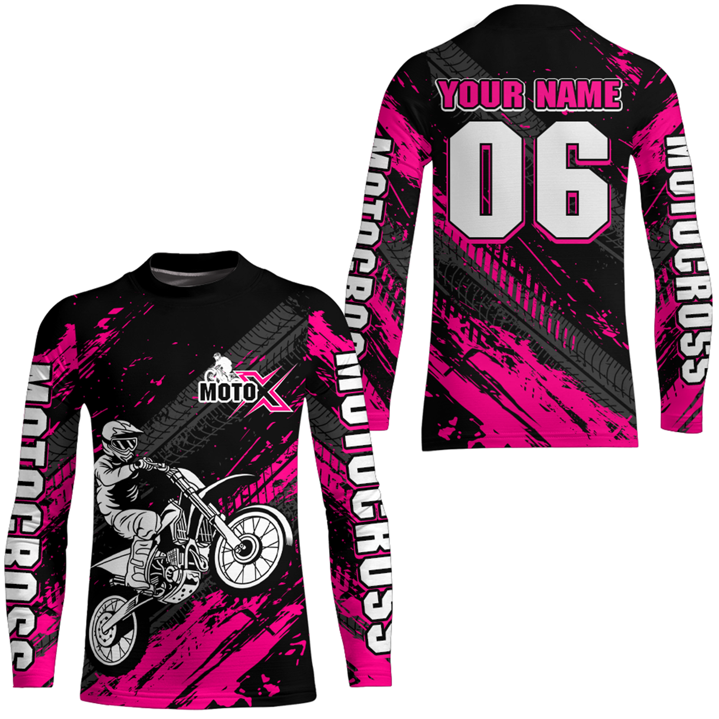 Pink Motocross Jersey Upf30+ Custom Dirt Bike Jersey Mens Women Off-Road Jersey Adult&Kid| CTP48