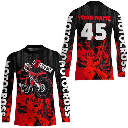 Adult&Kid red custom Motocross jersey upf30+ dirt bike jersey mens women Motocross Shirt| CTP01