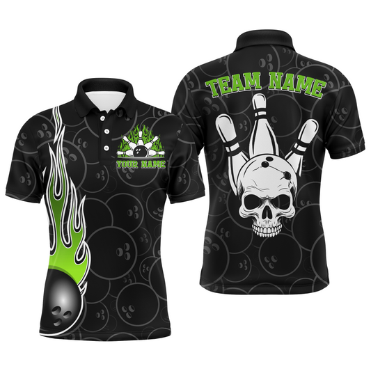 Men Skull Bowling Jersey Custom Bowling Team Shirts Unisex Bowling Men Short Sleeve Polo Shirt CP30