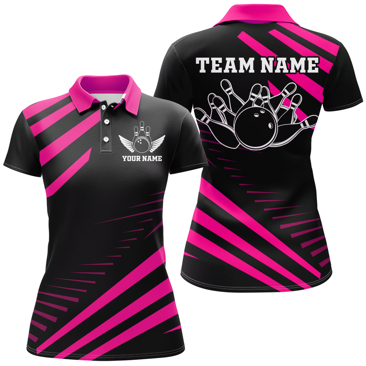 Pink Bowling Jersey Men And Women Custom Bowling Team Shirts Unisex Bowling Polo Quarter-zip CP26