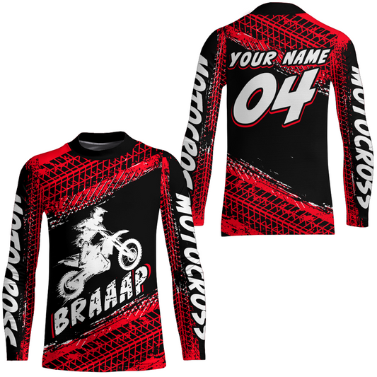 Custom Dirt Bike Jersey Red Motocross Jersey Upf30+ Mens Women Racing Shirt| CTP27