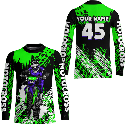 Custom Green Motocross Jersey for Men Women Upf30+ Dirt Bike Shirt Racing Jersey| CTP102