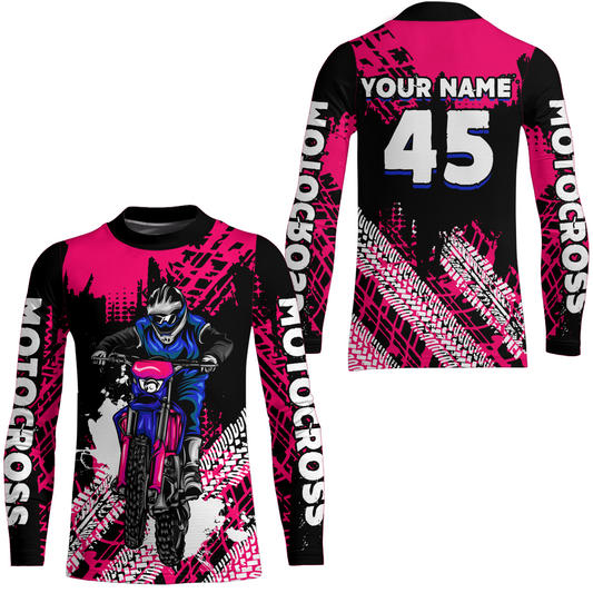 Custom Pink Motocross Jersey for Men Women Upf30+ Dirt Bike Shirt Racing Jersey| CTP102