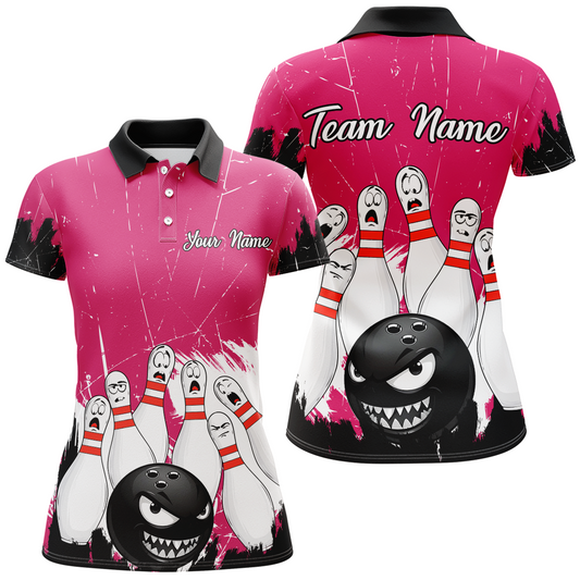 Pink Bowling Jersey Men And Women Custom Funny Bowling Shirts Unisex Polo Bowling Team Shirt CP15
