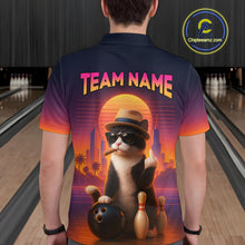 Load image into Gallery viewer, Custom Funny Cat Bowling Jersey for Men Bowling Uniform Polo & 1/4 Zip Bowling Team Shirts HNT114