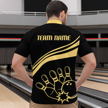 Load image into Gallery viewer, Black&Gold Bowling Quarter-Zip Shirt Men Custom Bowling Jersey Vintage Bowling Team League Shirt BDT116