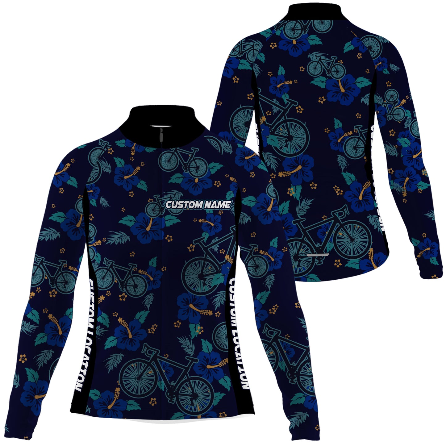 Floral women cycling jersey with 3 pockets UPF50+ Reflective bike shirt Custom name bicycle gear| SLC127