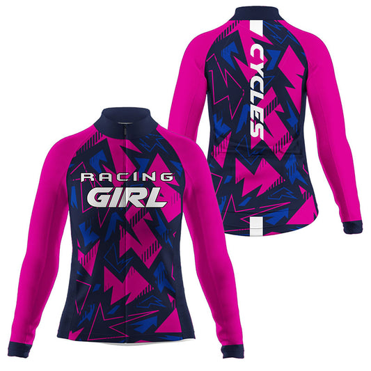 Pink Women cycling jersey with 3 pockets UPF50+ Racing girl jersey Custom name ladies bike clothes| SLC191