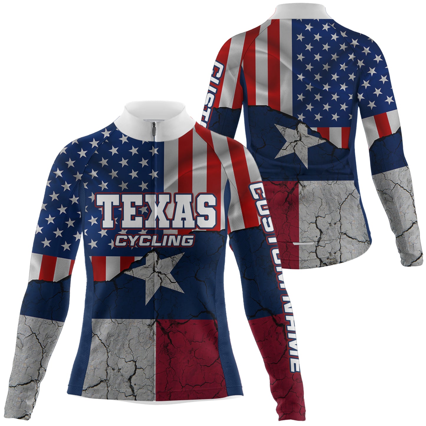 Texas cycling jersey for Men Women UPF50+ bike shirts USA bicycle gear with 3 pockets & full zip| SLC174