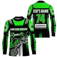 Load image into Gallery viewer, Personalized green Motocross jersey UPF30+ youth&adult dirt bike riding off-road extreme MX shirt PDT256