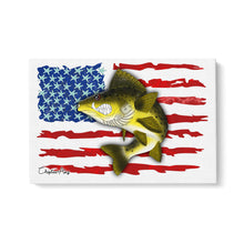 Load image into Gallery viewer, Angry Walleye fishing art with American flag ChipteeAmz's art Matte Canvas AT036