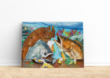 Load image into Gallery viewer, Texas Slam fishing art drink beer with ChipteeAmz's fish art canvas AT003