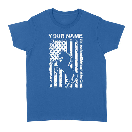 Personalized Horse American Flag, USA, Patriotic Cowgirl Equestrian shirts D02 NQS2773 - Standard Women's T-shirt