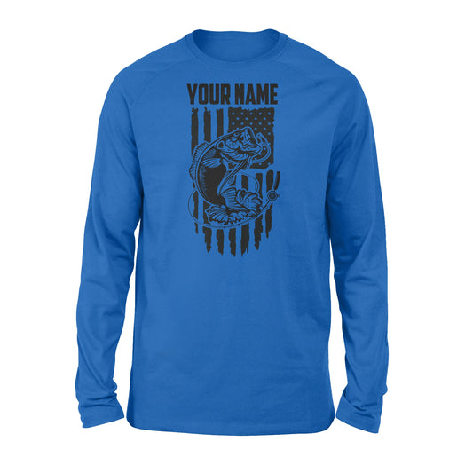 Largemouth bass fishing US American flag personalized patriot shirt D01 NQS1310 - Standard Long Sleeve