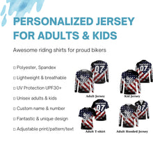 Load image into Gallery viewer, Adult&kid UPF30+ American flag jersey Motocross customizable dirt bike off-road motorcycle shirt PDT28