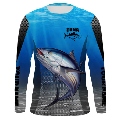 Tuna Fishing Blue Ocean Custom Long Sleeve Performance Fishing Shirts UV Protection Fishing Apparel TTN76